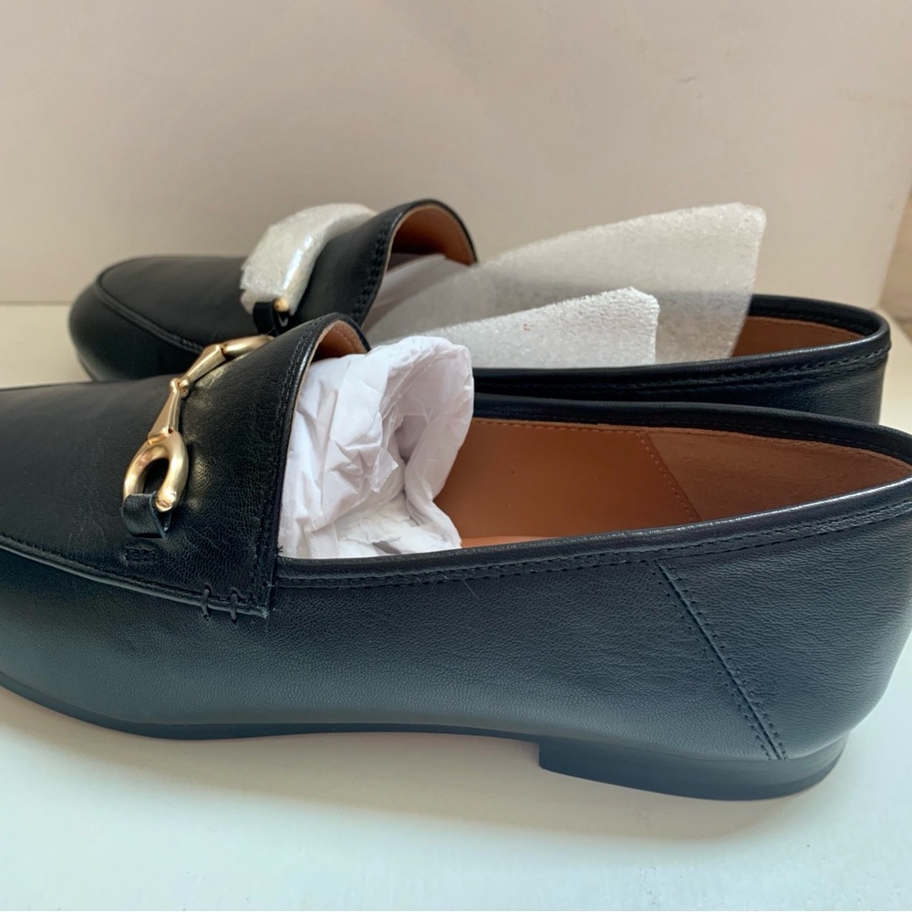 Coach Black Leather Slip-On Loafers with Gold Accent - Picture 4 of 7